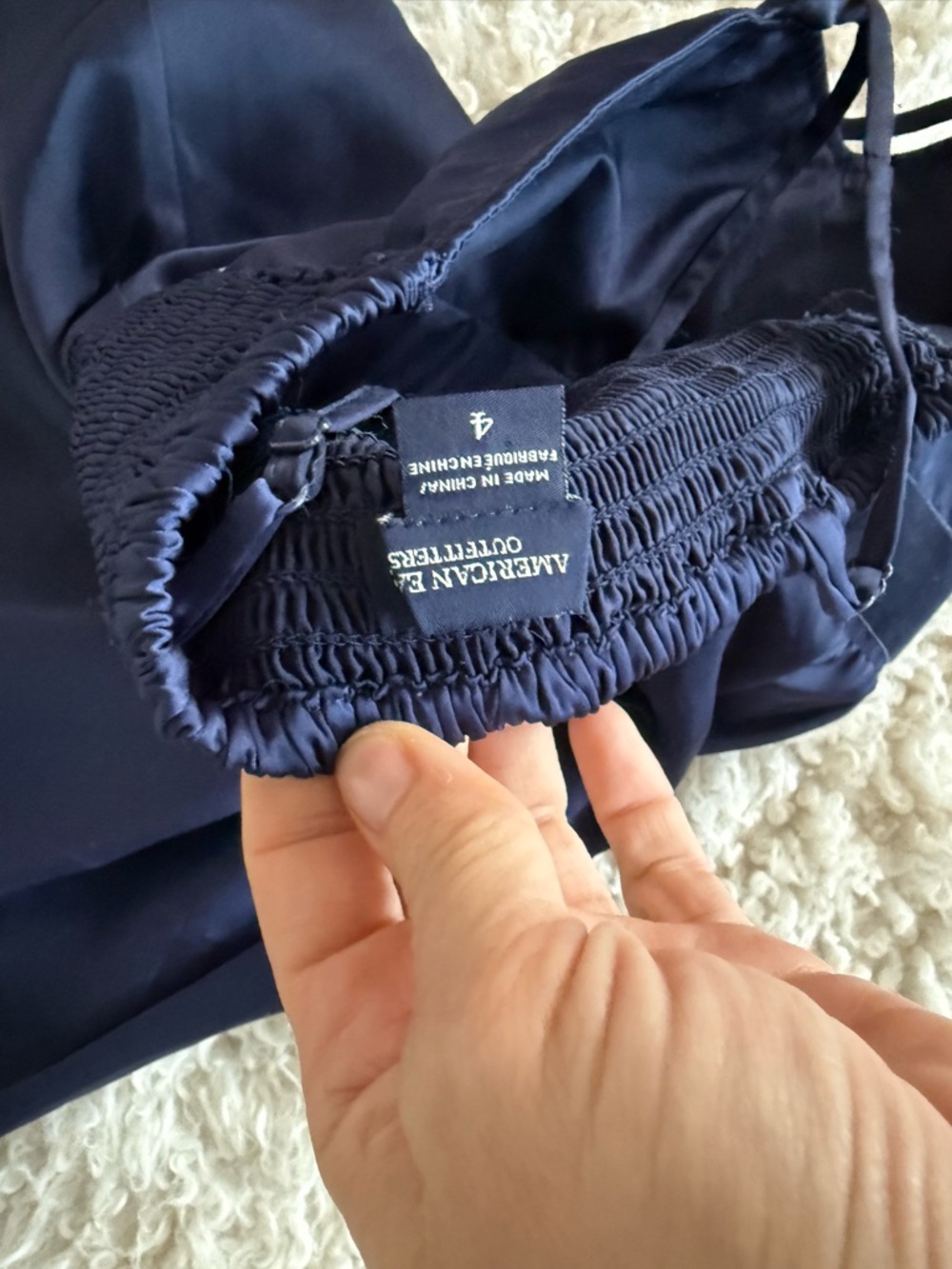 American Eagle Outfitters Navy Satin Spaghetti Strap Mini Dress - Picture 4 of 10